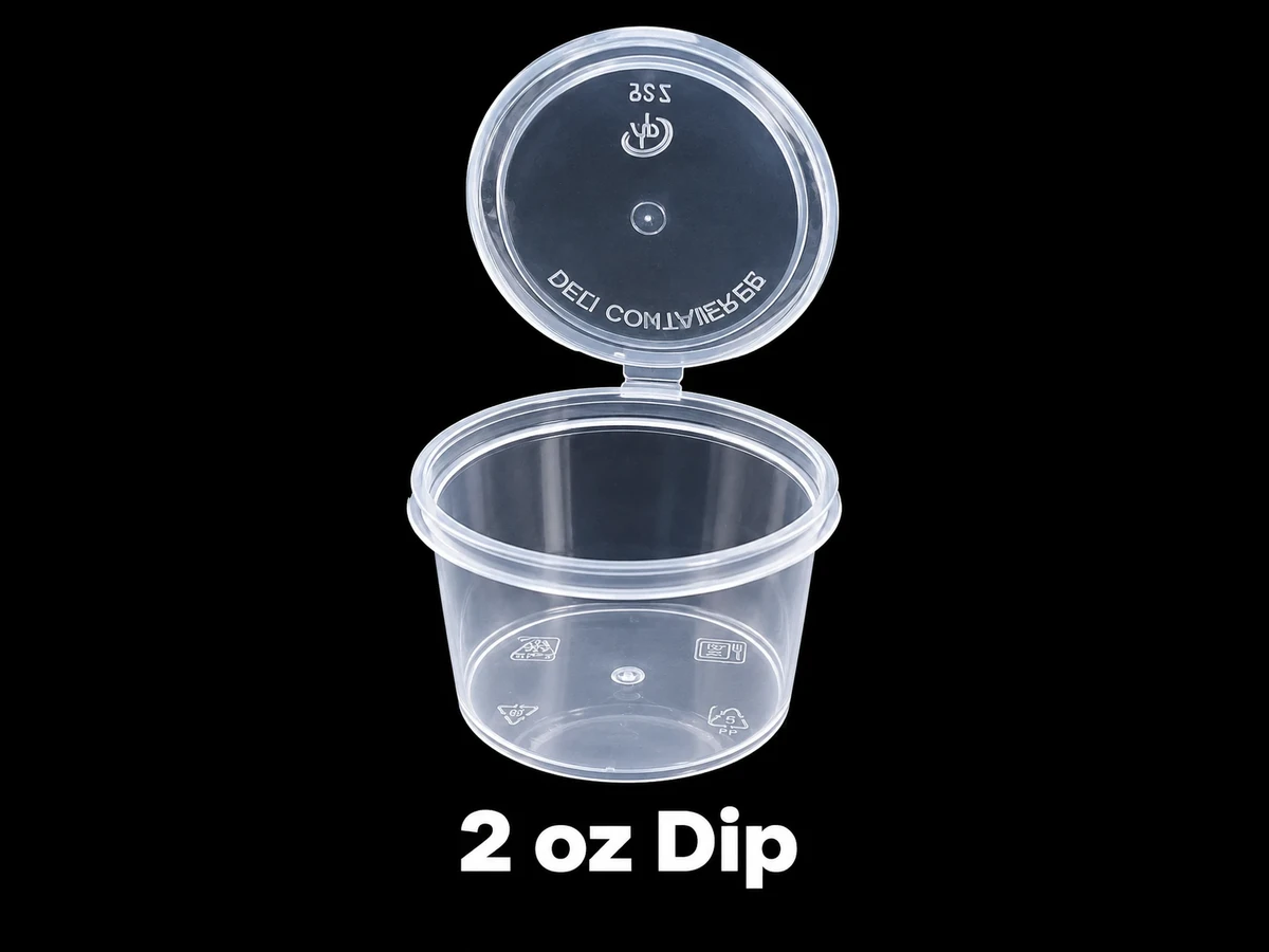 Round Dip Pot 2-oz plastic dip container available from Rehbar Packages in Lahore